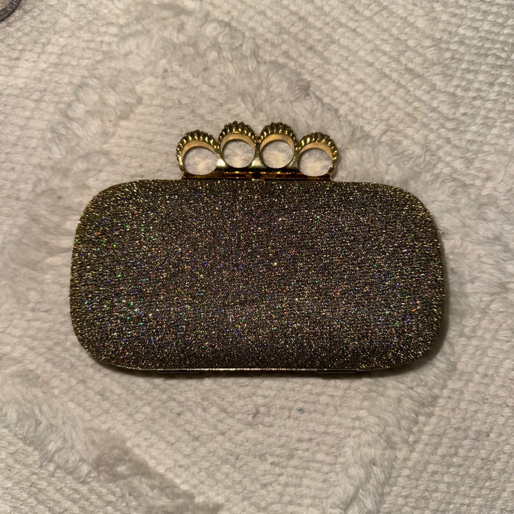 Elegant Glitter Clutch with Gold Accents